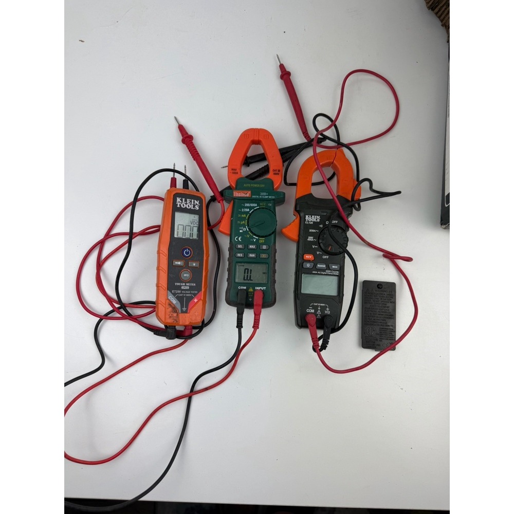 Klein Tools CL120, ET250 & Thsinua 38B+ Digital Multimeter Clamp Meter Lot